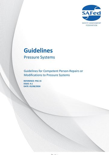 PSG15 Issue 4.1 - Guidelines for the competent person – Repairs or modifications to pressure systems