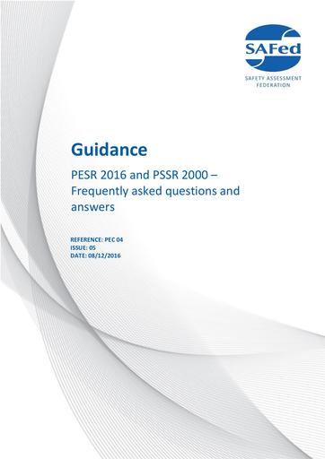 PEC04 - ISSUE 5.0 - Guidance – PESR 2016 and PSSR 2000 – Frequently asked questions and answers