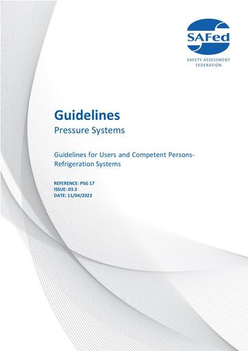 PSG17 Issue 03.3 - Refrigeration Systems – Guidelines for Users and Competent Persons