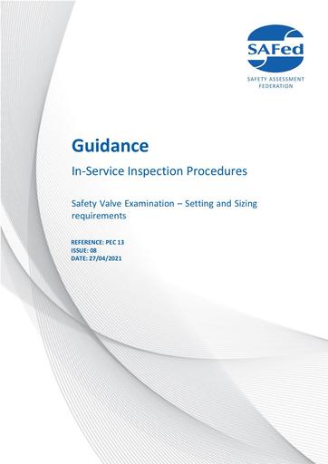 PEC13 - ISSUE 8.0 – Safety Valve Examination – Setting and Sizing requirements